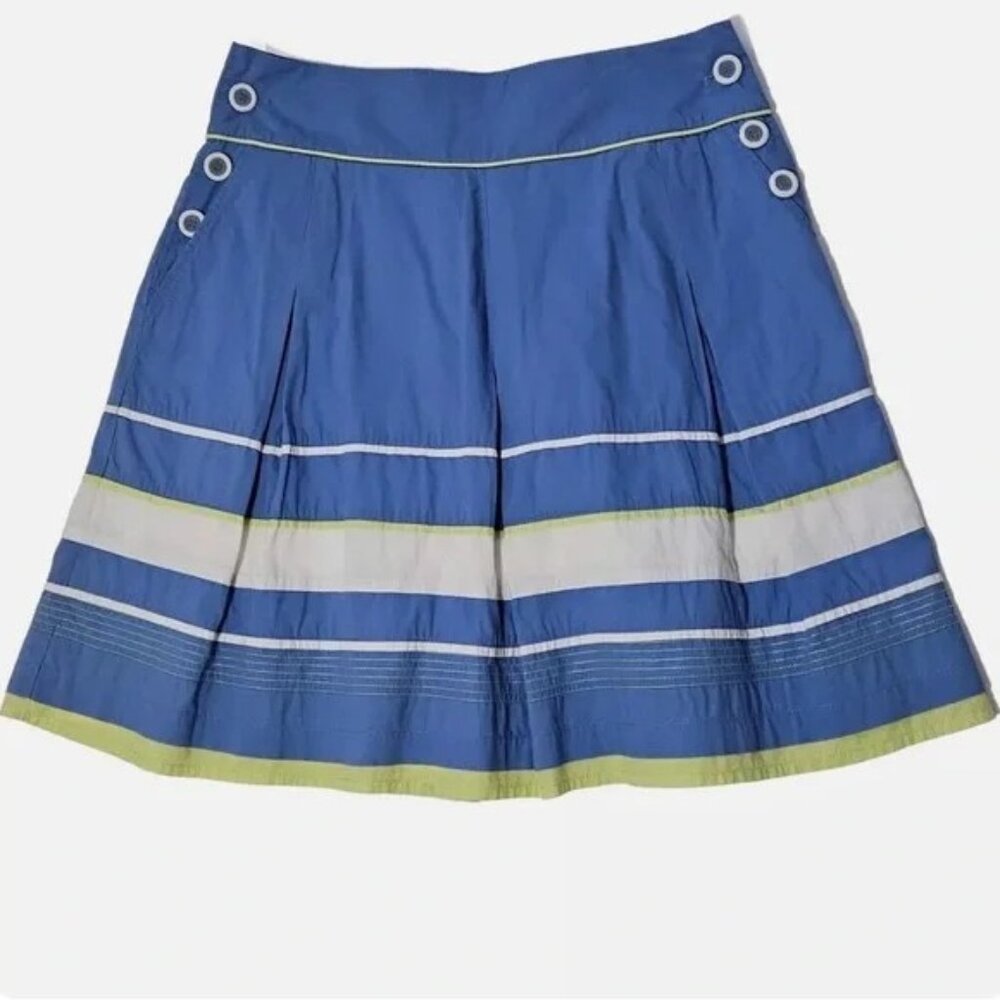 Talbots 100% Cotton Pleated Blue Skirt. Size 8